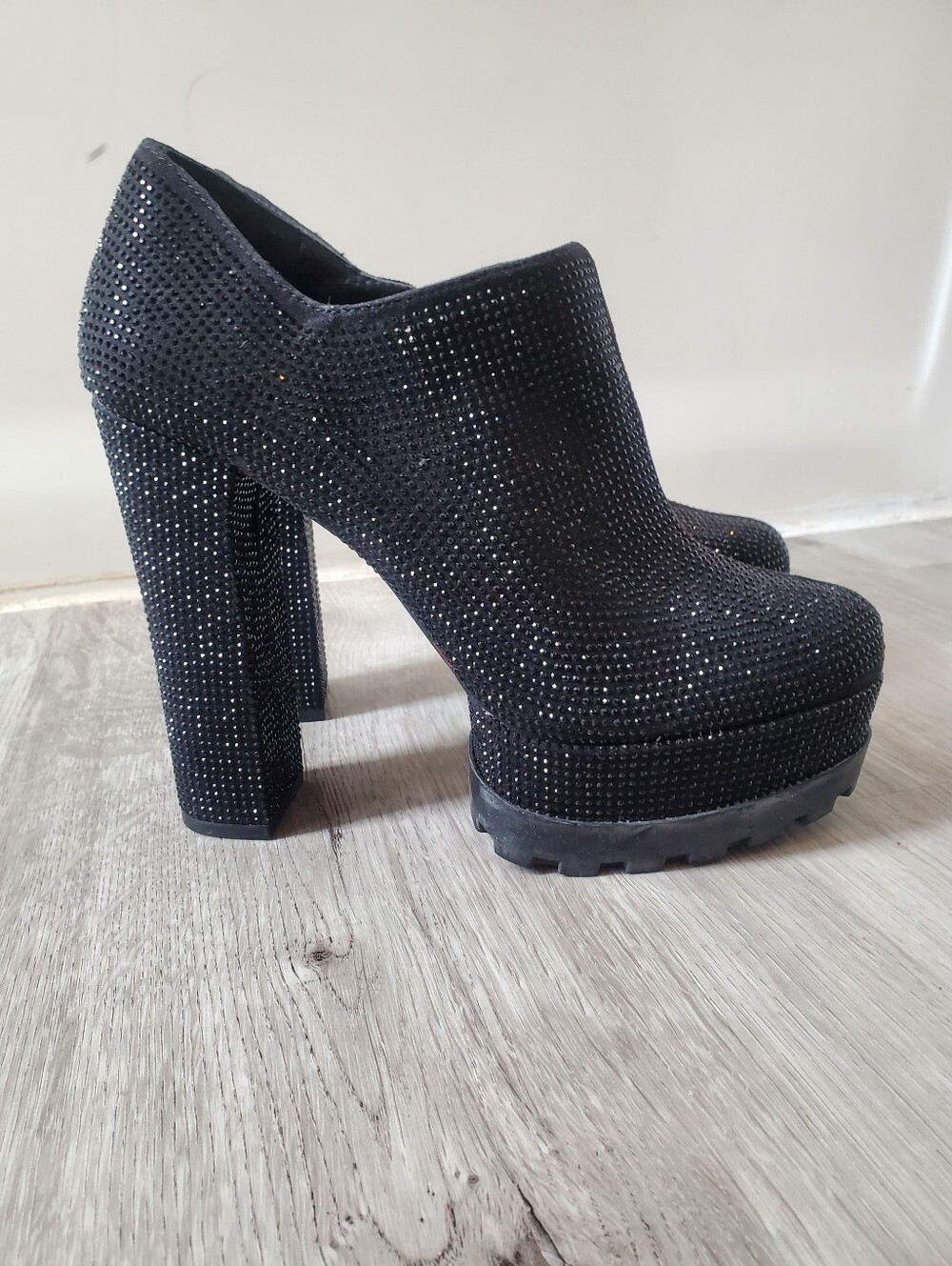 Jessica Simpson Illiah Black Crystal Platform High-Heel Booties - Women Size 9.5
